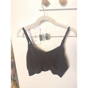 A New Day Bralette brown corset style comfort fit ribbed stretch cotton blend LG